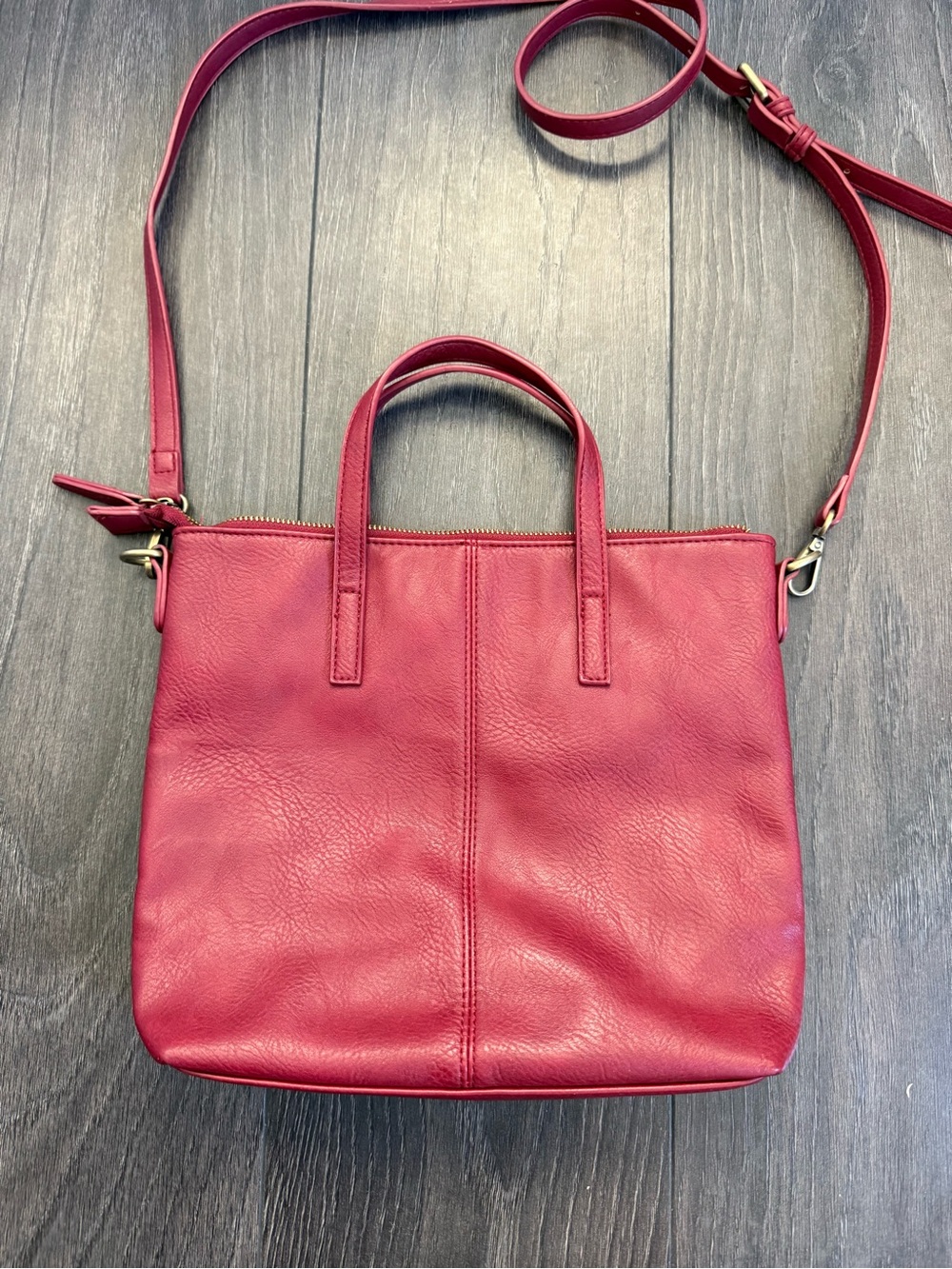 Joy Susan Red Leather Shoulder Bag with Adjustable Strap